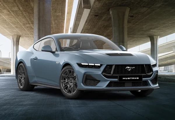 Ford Mustang GT in Vapor Blue — model walk gallery