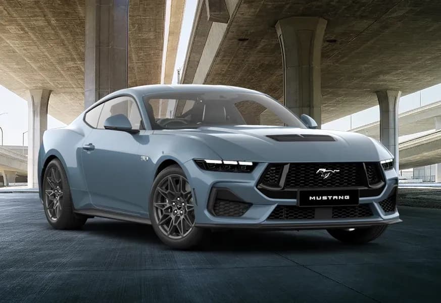 Ford Mustang GT in Vapor Blue — model walk gallery