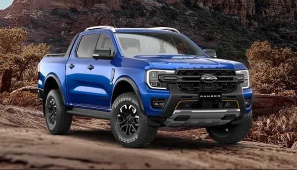 Ranger Wildtrak X exterior in Blue Lighting paint colour option