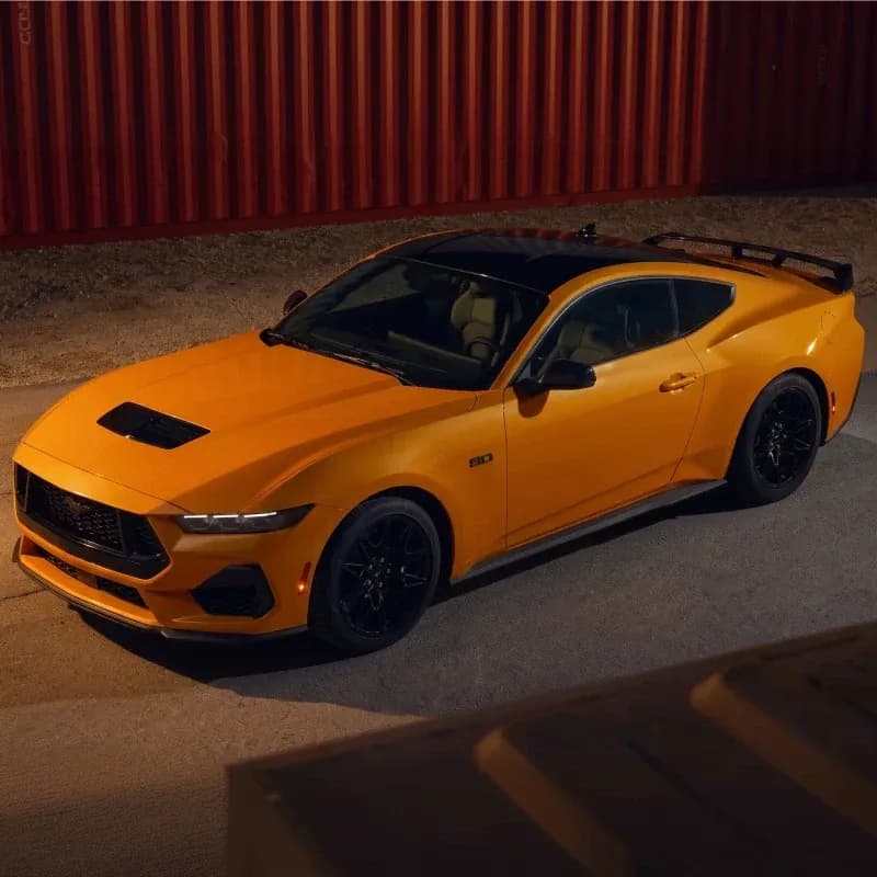 Mustang GT Nite Pony in Orange Fury showing its black-painted roof
