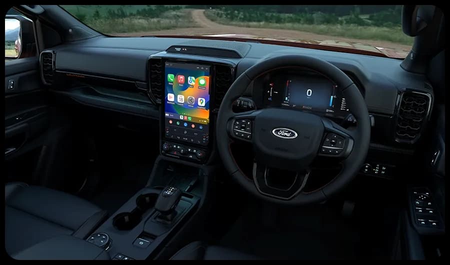Next Level Ranger cabin with digital dashboard and 12″ touchscreen — Ford feature highlight